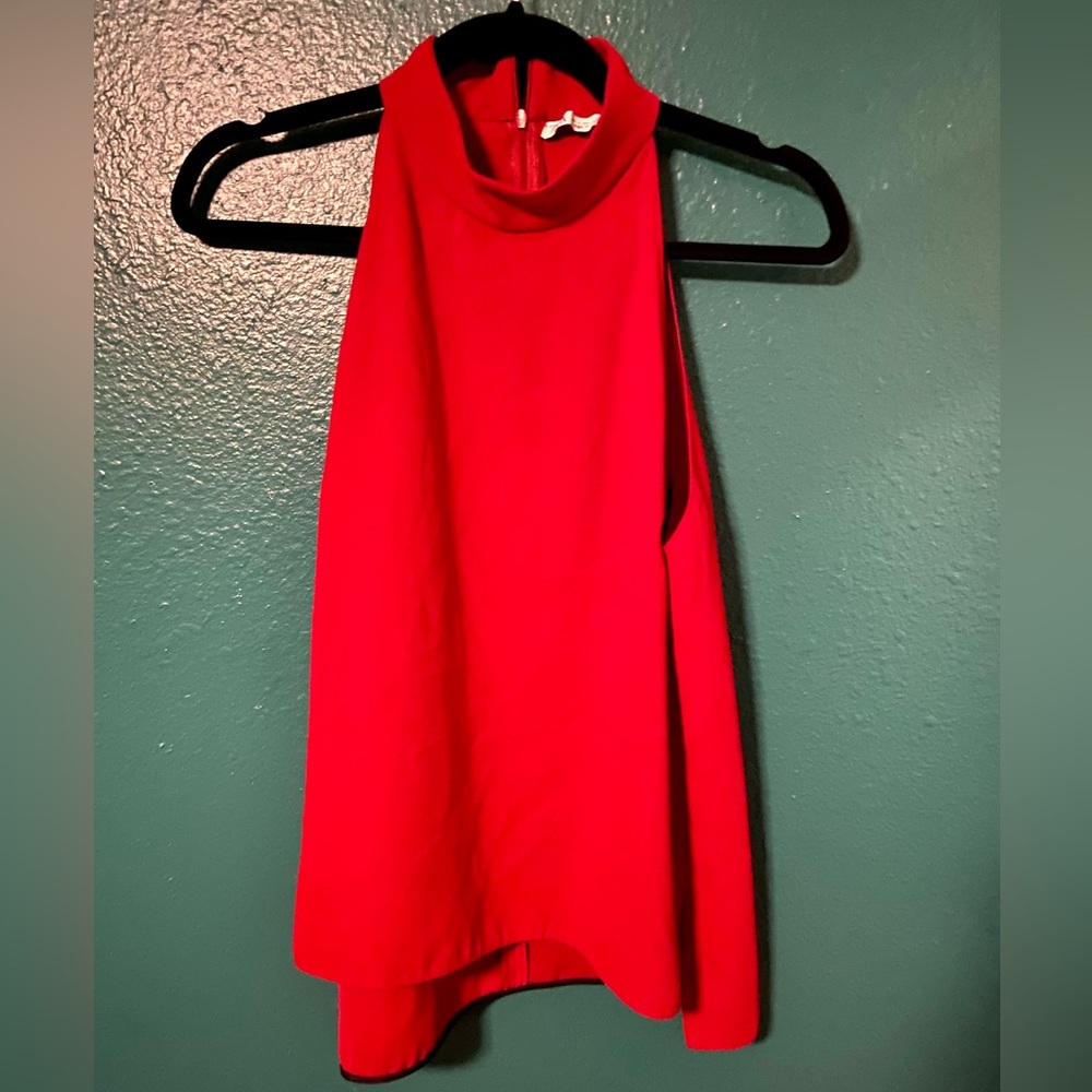 Red Zara High Neck Tank Blouse